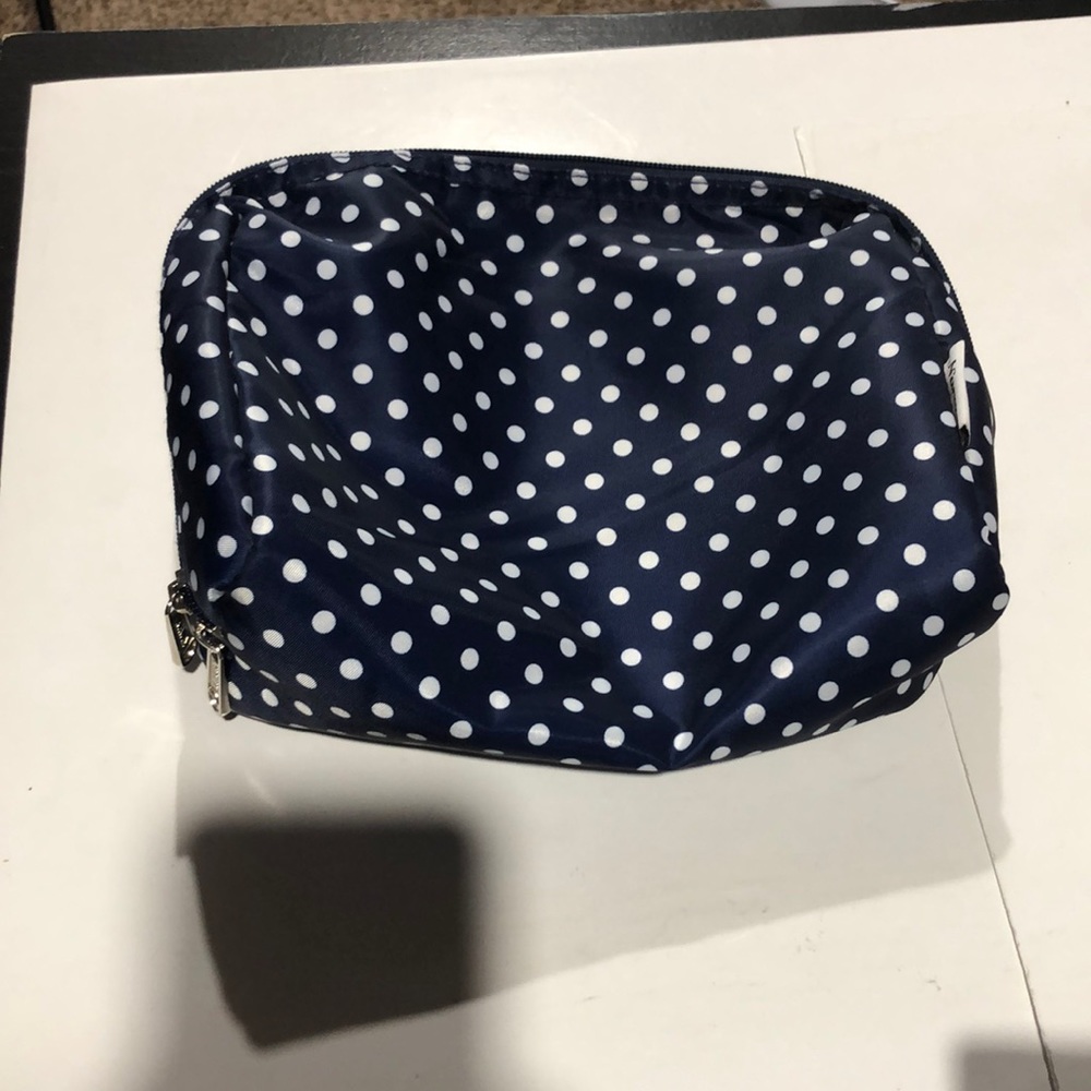 Narwey blue polka dot make up bag